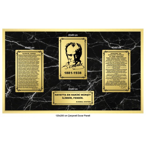 Atatürk Köşesi Pirinç Kaplama 6 Parça 40x60 cm Siyah Atatürk Köşesi Pirinç Kaplama 6 Parça 40x60 cm Siyah